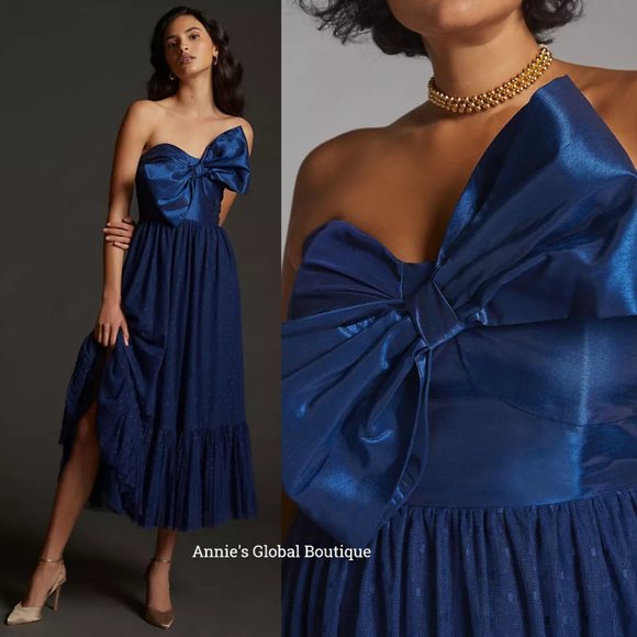RARE NWT ANTHROPOLOGIE HUTCH Tulle Bow-Tie Midi Dress. - Picture 15 of 16